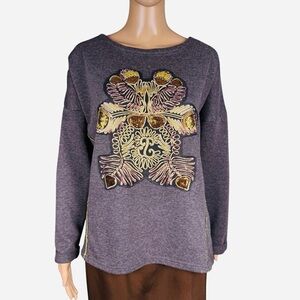Custo Barcelona Embroidered French Terry Brown Sweatshirt Size L